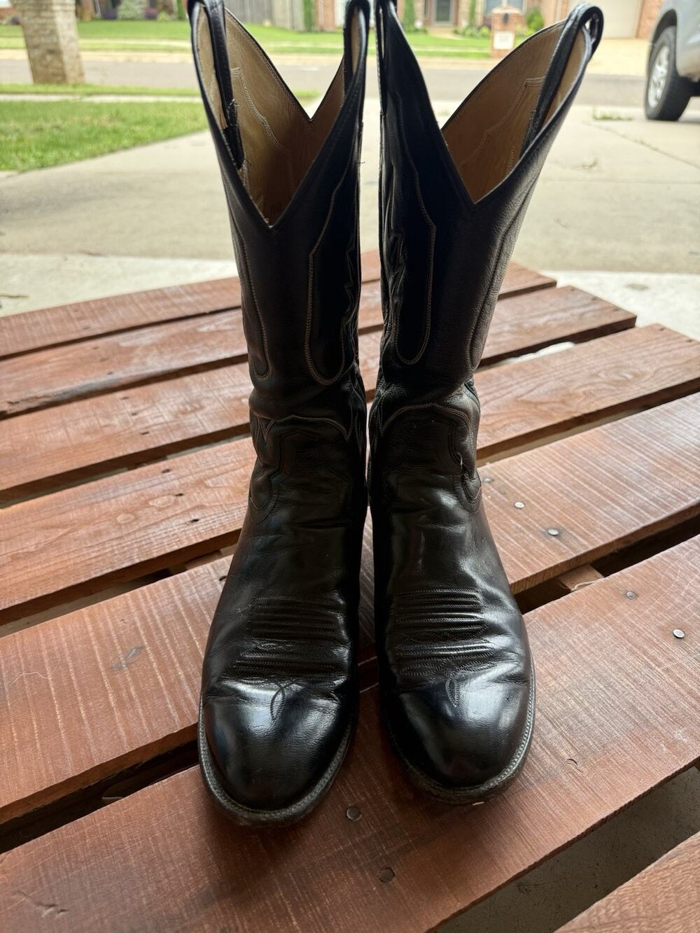 Panhandle Slim Mens Western Cowboy Boots Black Leather Size 10.5B